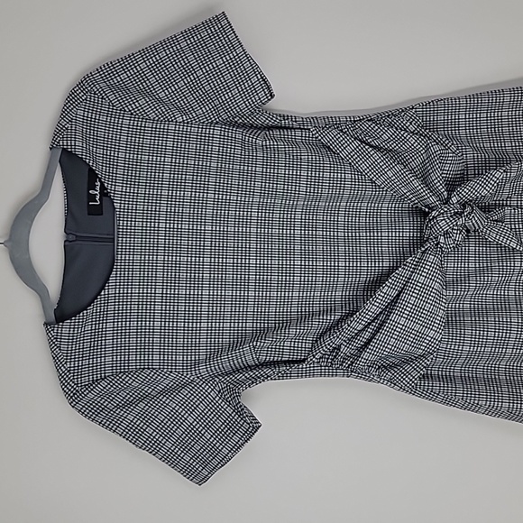 Lulu's penny black and white gingham knotted sheath dress size small - Picture 6 of 15